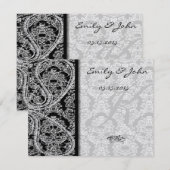 モノグラム ブラック ダマスク 結婚式 テーブル ナンバー カード (正面/裏面)