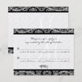 モノグラム ブラック ダマスク 結婚式 返信 RSVP (正面/裏面)