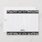 モノグラム ブラック ダマスク 結婚式 返信 RSVP (裏面)