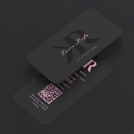 モノグラム ブラック ピンク Aesthetic K Rイニシャル 名刺
