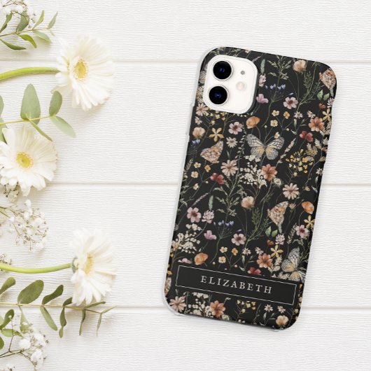 モノグラム ブラック フラワー iPhoneケース Case-Mate iPhoneケース