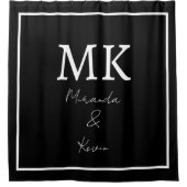 モノグラム ブラック ホワイト おしゃれ モダン ミニマル シャワーカーテン (正面)