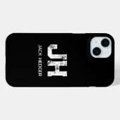 モノグラム ブラック ホワイト イニシャル 2文字 名前 縮小デザイン Case-Mate iPhoneケース (裏面 (横))