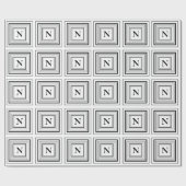 モノグラム ブラック＆ホワイト クラシック スクエア ラッピングペーパー (フラット)