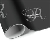 モノグラム ブラック ホワイト グレー ラッピングペーパー (ロールコーナー)