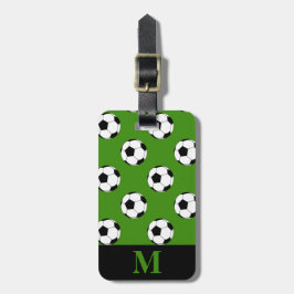 モノグラム ブラック ホワイト サッカー サッカーボール 緑 ラゲッジタグ