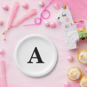 モノグラム ブラック ホワイト シンプル かわいい 結婚式 誕生日 ペーパープレート (パーティー)