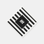 モノグラム ブラック＆ホワイト ストライプ スタンダードカクテルナプキン (角)