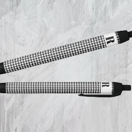 モノグラム | ブラック ホワイト ハウンドトゥース パターン インク 黒ボールペン