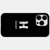 モノグラム ブラック ホワイト ワン レター 名前 初期文字 シンプル Case-Mate iPhoneケース (裏面 (横))