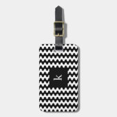モノグラム ブラック ホワイト 太字 波模様 ラゲッジタグ (正面縦)