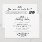 モノグラム ブラック ホワイト 結婚式 ライブ ストリーミング QRコード 案内状 (正面/裏面)