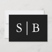 モノグラム ブラック＆ホワイト 返信はがき サンキューカード (裏面)