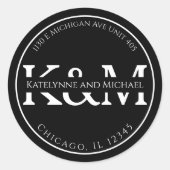 モノグラム ブラック ラウンド 返送先住所 ラウンドシール (正面)