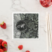 モノグラム ブラック ヴィンテージ フラワー ナプキン 2 スタンダードカクテルナプキン (インサイチュ)
