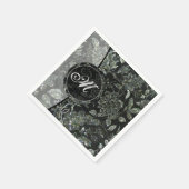 モノグラム ブラック ヴィンテージ フラワー ナプキン 2 スタンダードカクテルナプキン (角)