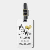モノグラム・ブラック・金ゴールド氏結婚と夫人の新婚 ラゲッジタグ (正面縦)