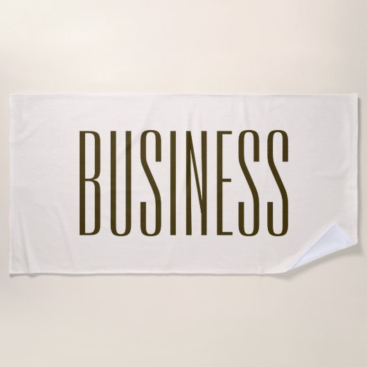 モノグラム、ブランド、またはビジネス名 | オフホワイトブラウン ビーチタオル (正面)