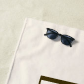 モノグラム、ブランド、またはビジネス名 | オフホワイトブラウン ビーチタオル (インサイチュ)