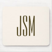 モノグラム、ブランド、またはビジネス名 | オフホワイトブラウン マウスパッド (正面)