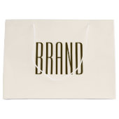 モノグラム、ブランド、またはビジネス名 | オフホワイトブラウン ラージペーパーバッグ (正面)