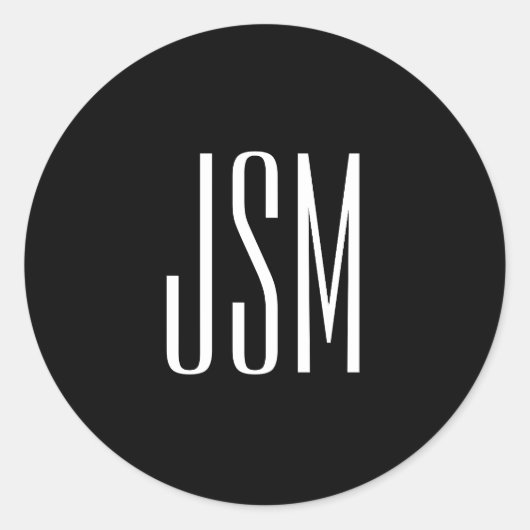 モノグラム、ブランド、またはビジネス名 | ブラック&ホワイト ラウンドシール (正面)