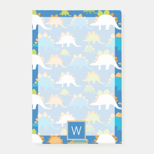 モノグラム | ブルーオレンジグリーン恐竜 ポストイット (正面)