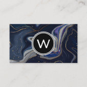 モノグラム | ブルーパープル金ゴールドマーブル 名刺 (正面)