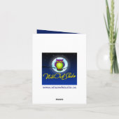 モノグラム ブルー ゴールド フローラル サンクス カード (裏面)