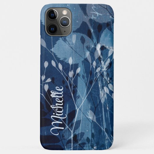 モノグラム ブルー&ホワイト ボタニカル 水彩 Case-Mate iPhoneケース (裏面)