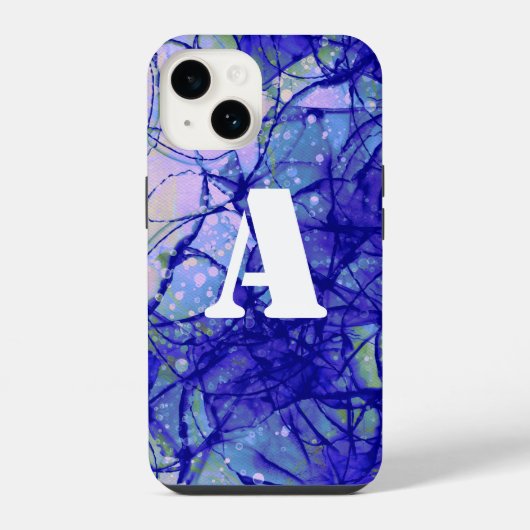 モノグラム ブルー 抽象芸術 クール iPhoneケース (裏面)