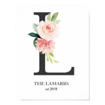 モノグラム プリント, 花のイニシャル L, 結婚式 , 産室