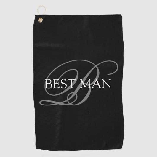 モノグラム ベストマン ブラック グレー ゴルフタオル (正面)