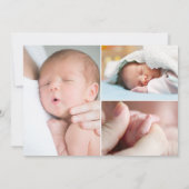 モノグラム ベビーガール フォト ピンク モダン 誕生 案内状 (裏面)