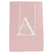 モノグラム ベビーピンク | ミニマル エレガント ミディアムペーパーバッグ (裏面)
