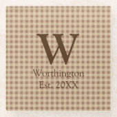 モノグラム ベージュ ラスト バッファロープライド リアルカントリー ガラスコースター (正面)