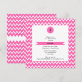 モノグラム ホットピンク ジグザグ パターン ブライダルシャワー 招待状 (正面/裏面)