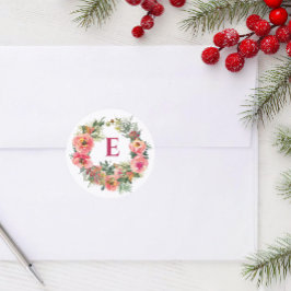 モノグラム ホリデー ピンク ジョイ リース ボタニカル ラウンドシール