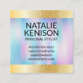 モノグラム |ホログラフィック勾配 |自然線 スクエア名刺 (裏面)