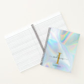 モノグラム ホログラフィック ゴールドイニシャル ネーム カスタム ノートブック (内部)