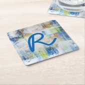 モノグラム |ホワイトウォッシュIII スクエアペーパーコースター (アングル)