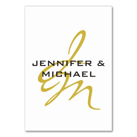 モノグラム ホワイトゴールド カラー シンプル モダン ミニマリスト テーブルナンバー (正面)