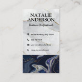 モノグラム |ホワイトブルーパープルストーン |金ゴールドフレーク 名刺 (裏面)