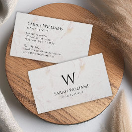 モノグラム ホワイト大理石 シンプル モダン ブラックイニシャル 名刺