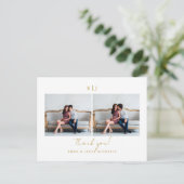 モノグラム ホワイト ウェディング フォト サンクス ポストカード (スタンド正面)