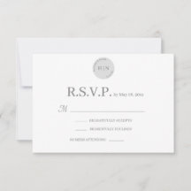 モノグラム ホワイト グレー モダン ミニマリスト 結婚式 RSVP