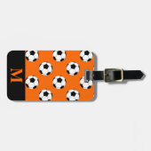 モノグラム ホワイト サッカー ボール オレンジ ラゲッジタグ (正面横)