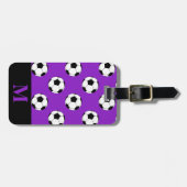 モノグラム ホワイト サッカー ボール パープル ラゲッジタグ (正面横)