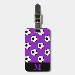 モノグラム ホワイト サッカー ボール パープル ラゲッジタグ