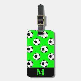 モノグラム ホワイト サッカー ボール、ライムグリーン ラゲッジタグ